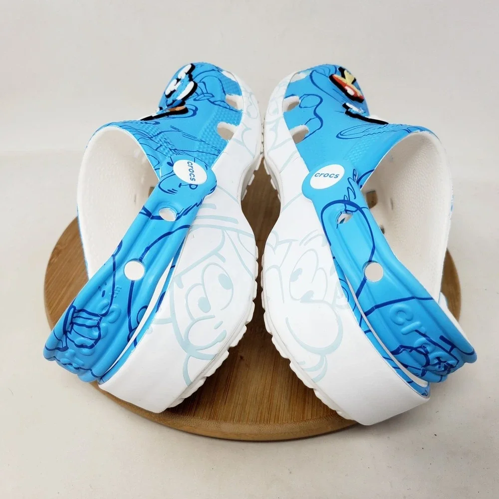 Crocs Smurfs Sandals Kids 2 Blue‎ Classic Clog Casual Boys Girls Shoes
